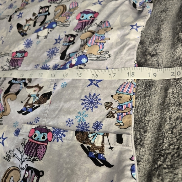 Scrubstar Kids Pajama Top with Animal and Snowflake Print - Picture 3 of 4